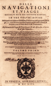 PRIVATE COLLECTION / BRIDGEMAN ART LIBRARY Giovanni Ramusio’s compendium Delle Navigationi et Viaggi (shown here in a 1613 edition) gave Leo his pseudonym “Leo Africanus” and made the Cosmographia available in the West—but Ramusio often changed Leo’s narrative.