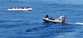 A picture released by the Italian navys shows migrants being rescued off the coast of Sicily