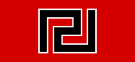 The Golden Dawn banner consists of a Greek meander in a style which has been compared to the Nazi Party banner